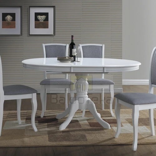 Modernus baltos ir pilkos spalvos stalas su funkcionaliu dizainu