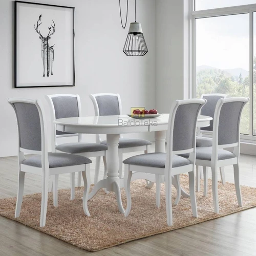 Natūralaus medžio stalas su gobelenu – puikus interjero akcentas