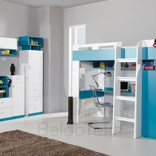 Erdvi ir patogi lova, 95x195x95 cm, baltos ir turkio spalvos