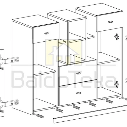 Ergonominė spinta 120x100x40 cm, balta su geltona arba turkio atspalviais