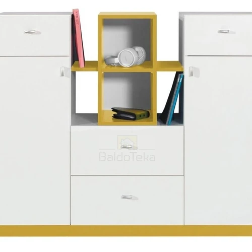 Moderni LMDP spinta balta su geltona arba turkio akcentais