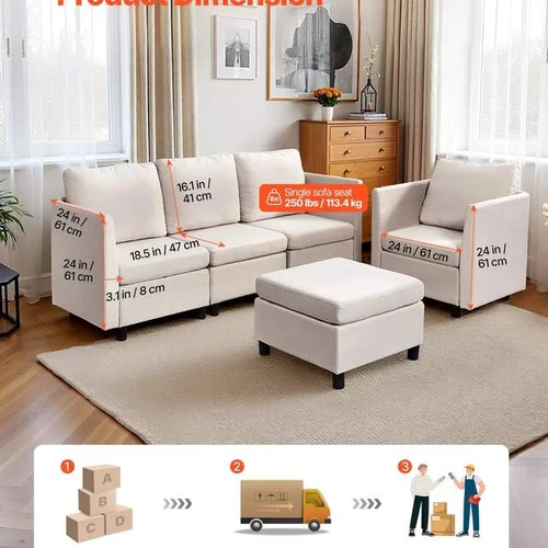 Modulinė sofa su medžio masyvo rėmu