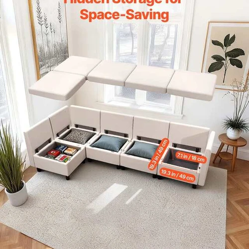 Erdvi 5 vietų sofa su paslėpta saugykla