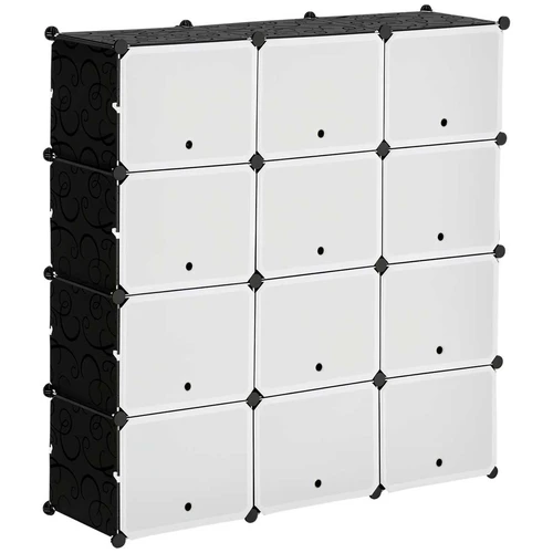 Modulinė batų spinta Homcom 125x32x125cm., juodos/baltos spalvos
