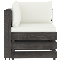 Modulinė kampinė sofa su pagalvėm, pilkai impregnuota mediena - Foteliai, sofos