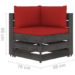 Modulinė kampinė sofa su pagalvėmis, pilka impregnuota mediena. - Foteliai, sofos