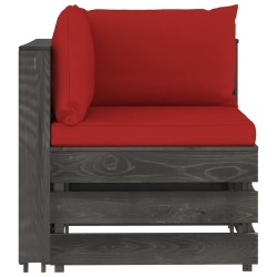 Modulinė kampinė sofa su pagalvėmis, pilka impregnuota mediena. - Foteliai, sofos