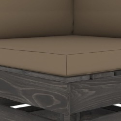 Modulinė kampinė -sofa su pagalvėmis, pilkai impregnuota mediena - Foteliai, sofos