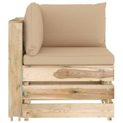 Modulinė- kampinė sofa su pagalvėmis, žaliai impregnuota mediena. - Foteliai, sofos