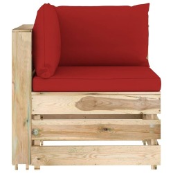 Modulinė -kampinė sofa su pagalvėmis, žaliai impregnuota mediena - Foteliai, sofos