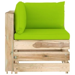 Modulinė kampinė sofa su pagalvėmis žaliai impregnuota mediena - Foteliai, sofos