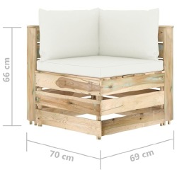 Modulinė -kampinė sofa su pagalvėmis žaliai impregnuota/ mediena. - Foteliai, sofos