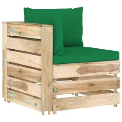 Modulinė- kampinė sofa su pagalvėmis, žaliai impregnuota mediena