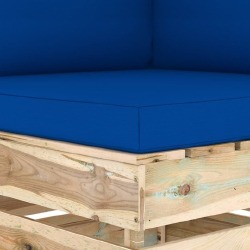 Modulinė kampinė sofa su pagalvėmis, žaliai -impregnuota mediena - Foteliai, sofos