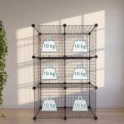 Modulinė kubų lentyna Relaxdays, 6 kubai, Juoda, 75 × 110 × 37 cm - Lentynos