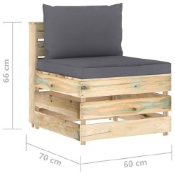 Modulinė -vidurinė sofos dalis su pagalvėlėmis, mediena. - Foteliai, sofos