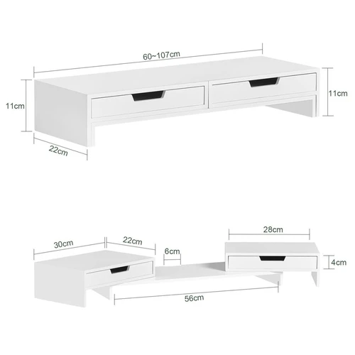 Monitoriaus stovas 107x22x11cm., baltos spalvos - Darbo stalai