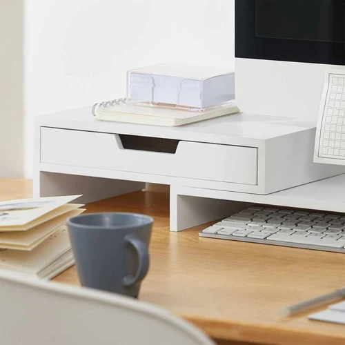 Monitoriaus stovas 107x22x11cm., baltos spalvos - Darbo stalai