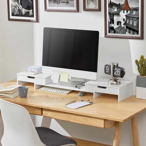 Monitoriaus stovas 107x22x11cm., baltos spalvos - Darbo stalai
