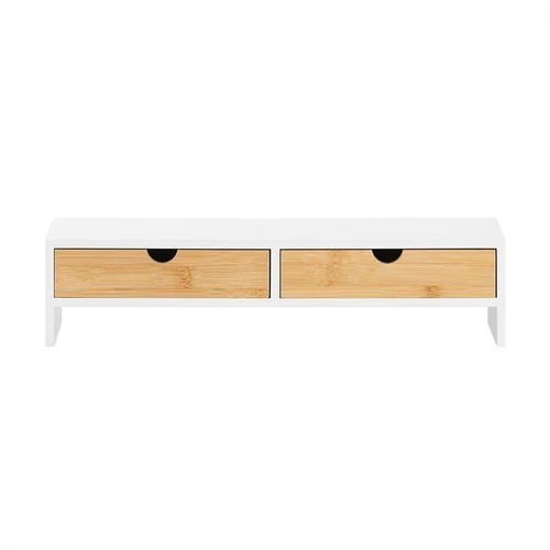 Monitoriaus stovas 47x18x11cm., baltos/šviesiai rudos spalvos