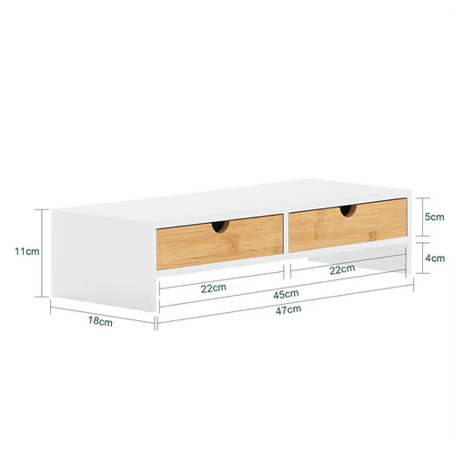 Monitoriaus stovas 47x18x11cm., baltos/šviesiai rudos spalvos - Darbo stalai
