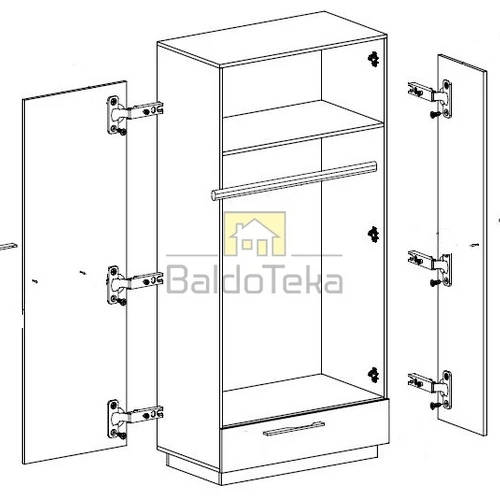 Stilinga spinta MONSUN – balta/juoda, matinė, 90x193x50 cm