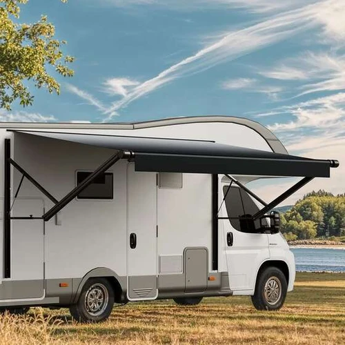 Motorizuotas 16' RV tentas su aliuminio rėmu, juodas