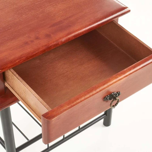 Aukštos kokybės medžio masyvo spintelė su plieno elementais