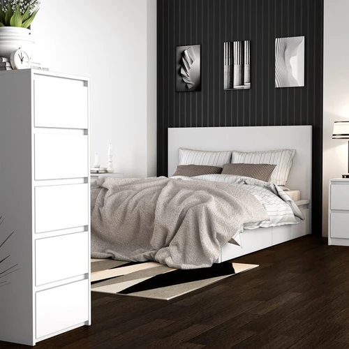 Kompaktiška balta spintelė su ritininiais bėgeliais