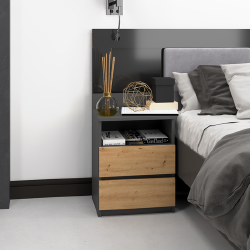 Erdvi spintelė su lentyna ir dviem stalčiais