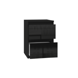 Kompaktiška juoda spintelė su dviejais stalčiais