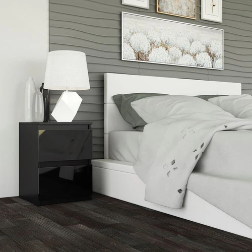 Moderni laminuota MDP spintelė blizgiu juodu atspalviu