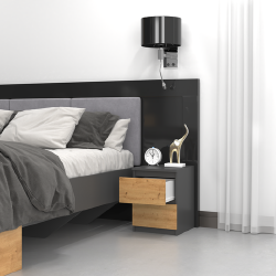 Erdvi naktinė spintelė su 2 stalčiais ir PVC apdaila