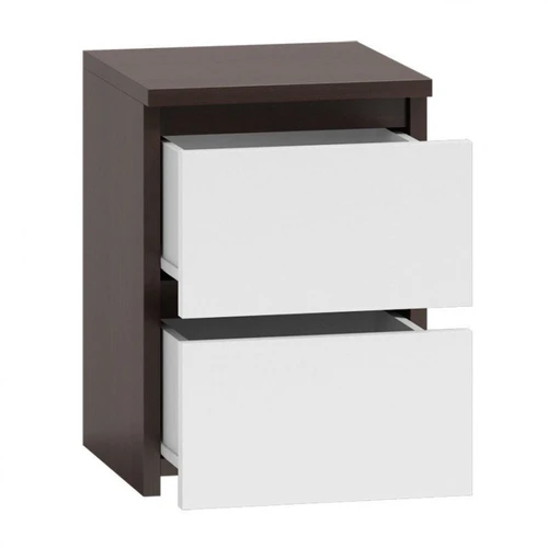 Erdvi naktinė spintelė su 2 stalčiais, tamsiai ruda