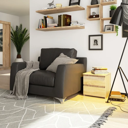 Lengvai valomas naktinis staliukas su dviem stalčiais