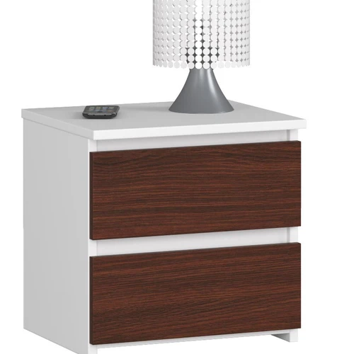 Naktinė spintelė NORE CL2 40 cm., balta/tamsiai ruda