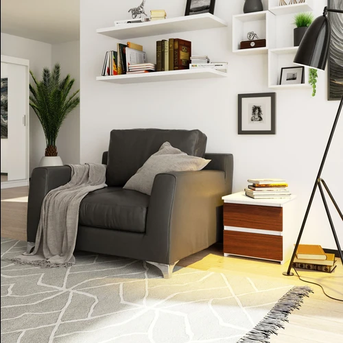 Lengvai surinkamas naktinis staliukas su metaliniais kreiptuvais