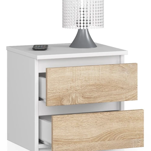 Modernus naktinis staliukas su 2 stalčiais ir ABS apvadais