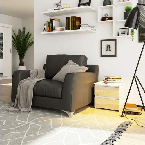 Baltos ir sonomos spalvų derinys miegamajam