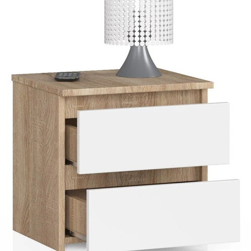 Smėlio spalvos komoda su 2 stalčiais