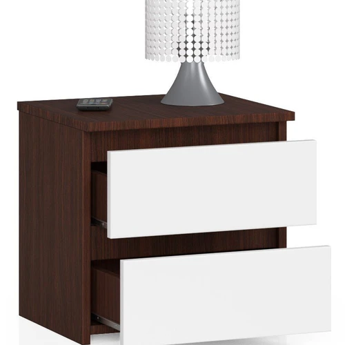 Naktinis staliukas CL2 su dviem stalčiais – wenge ir baltos spalvos derinys