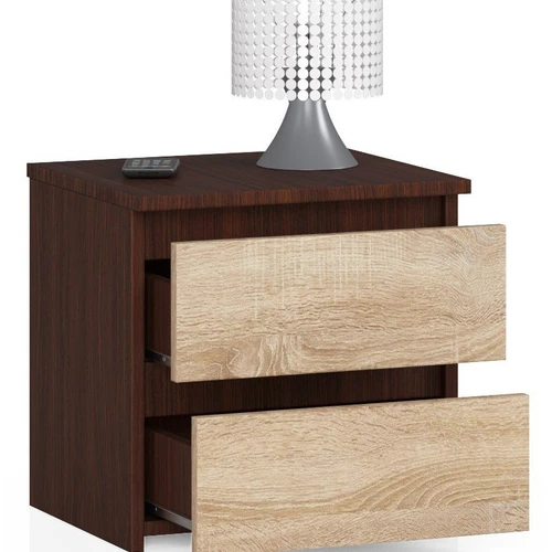 Klasikinis naktinis staliukas CL2 su Wenge ir sononinės spalvos stalčiais