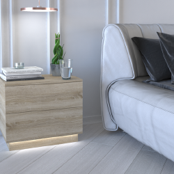 Tvarkinga ąžuolo spalvos spintelė su PVC kraštais