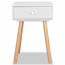Naktiniai staliukai, 2vnt., pušies mediena, 40x30x61cm, balti - Naktinės spintelės