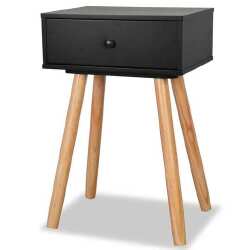 Naktiniai staliukai, 2vnt., pušies mediena, 40x30x61cm, juodi - Naktinės spintelės