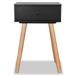 Naktiniai staliukai, 2vnt., pušies mediena, 40x30x61cm, juodi - Naktinės spintelės