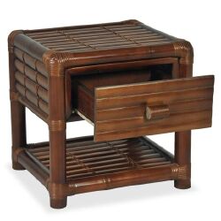 Naktinis staliukas, 45x45x40cm, bambukas, tamsiai ruda spalva - Naktinės spintelės