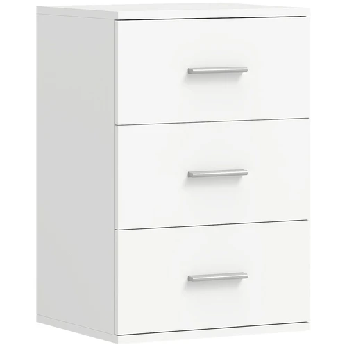Naktinis staliukas 83D-160V90WT, 3 stalčiai, Balta, 40 × 60 × 35 cm