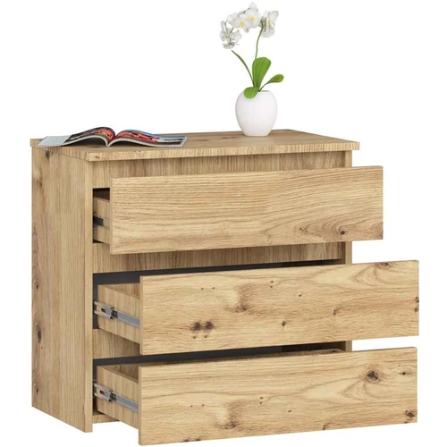 Naktinis staliukas AKORD CL3, 3 stalčiai, rudos spalvos, 60 × 57 × 35 cm - Naktinės spintelės