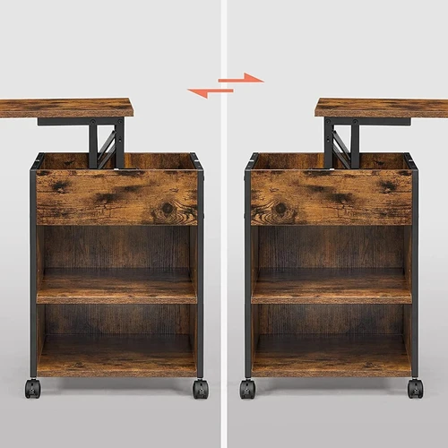 Tvirtas medžio drožlių plokštės ir plieno staliukas 45x45 cm